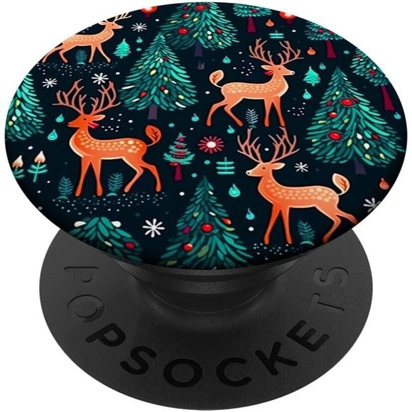 PopSockets Christmas Trees Deer Xmas for Phone Women Swappable Base PopGrip - Picture 1 of 13